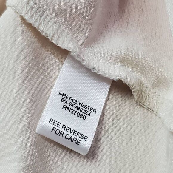 Cato Women’s Beige V-Neck High-Low Tunic Top M 3/4 Sleeve Crisscross Neck Stretc - Picture 5 of 6